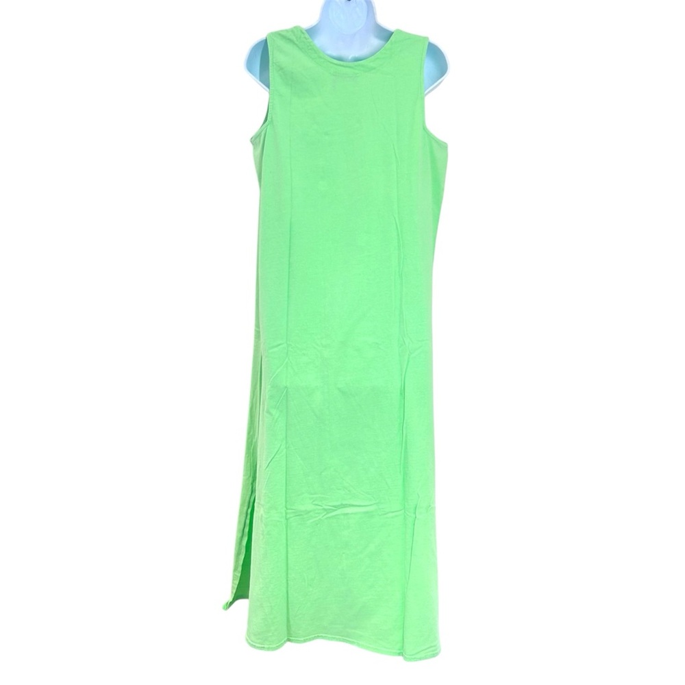 Fresh Produce Cotton Lime Green Maxi Tank Beach Dress Fish Print XL NWOT - Picture 5 of 11